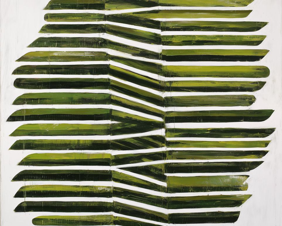 Olive bands with a crease