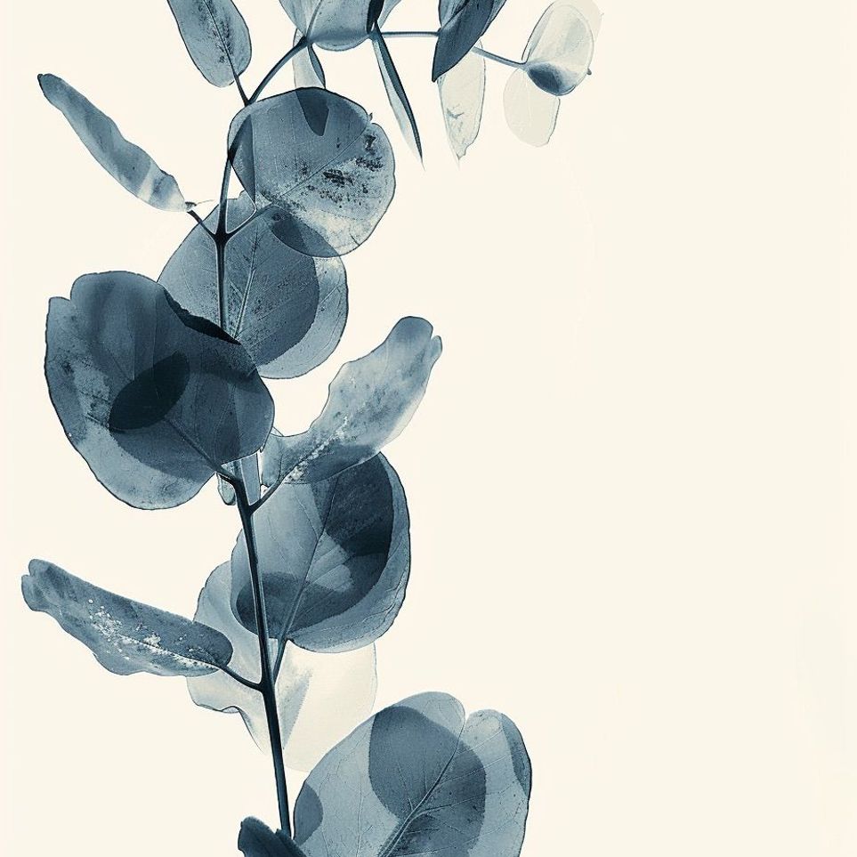 Blue leaves in quiet air