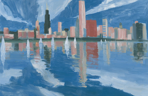 Sailboats before the mirrored skyline