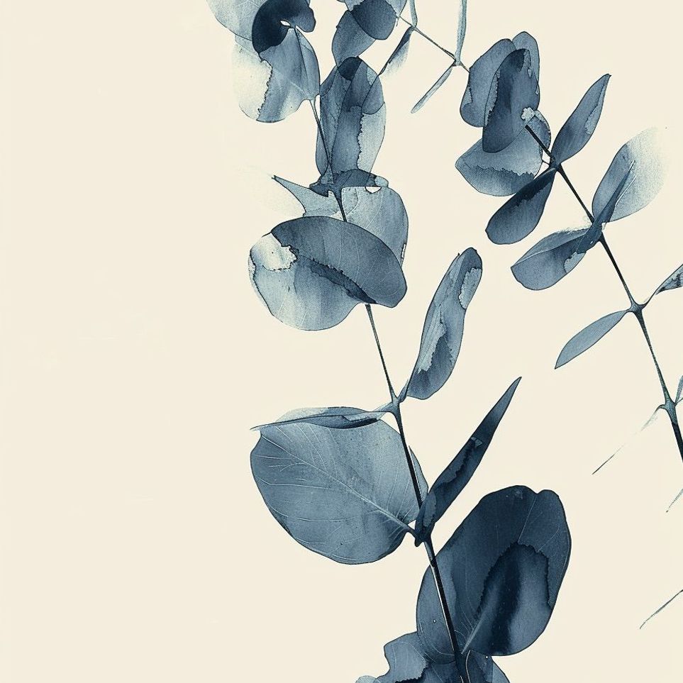 Blue eucalyptus on paper