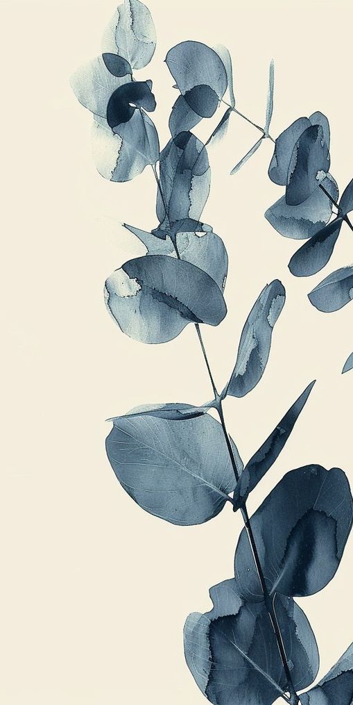 Blue eucalyptus on paper