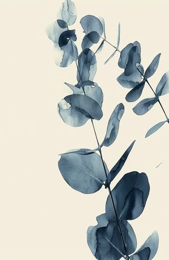 Blue eucalyptus on paper