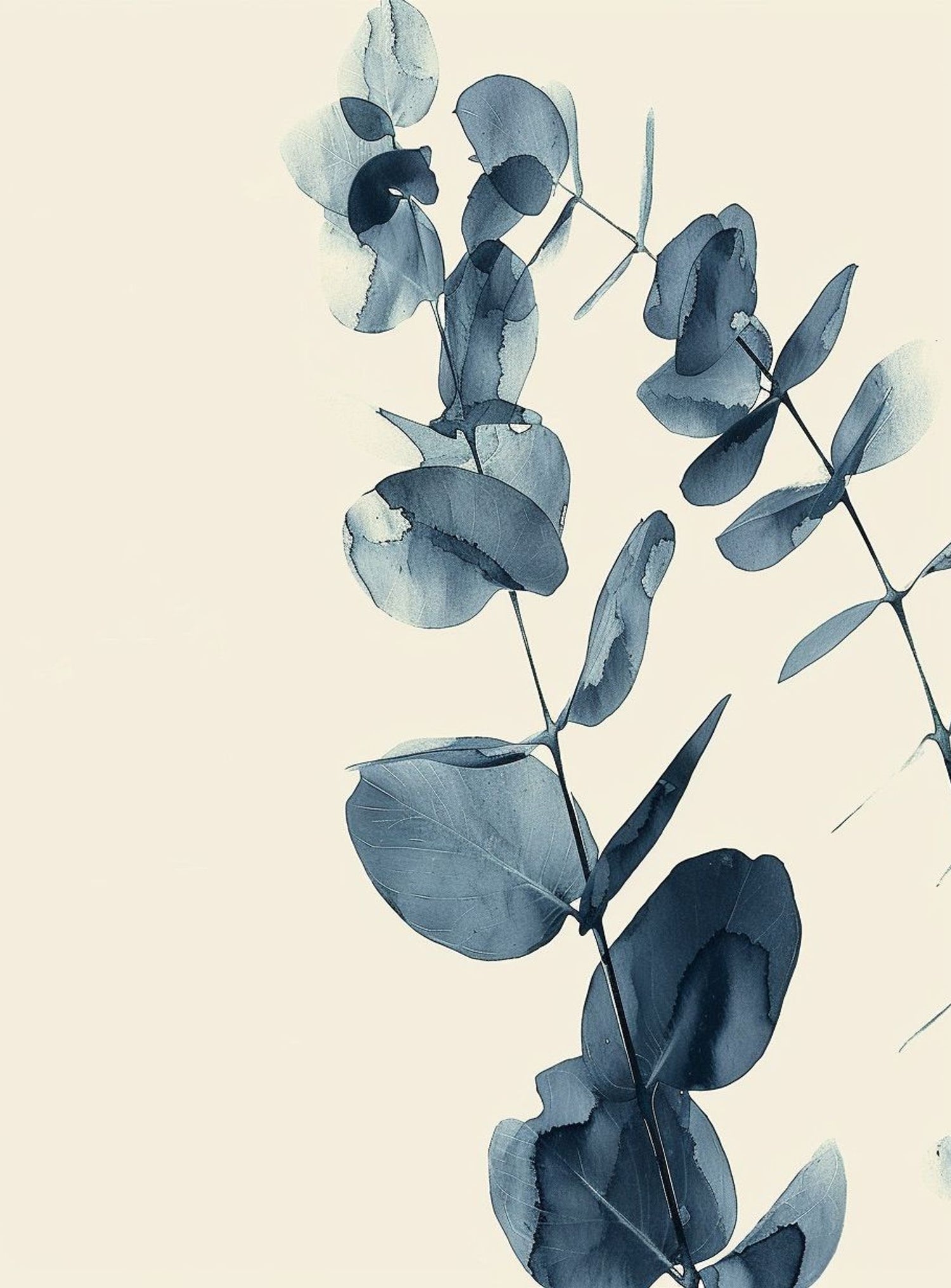 Blue eucalyptus on paper