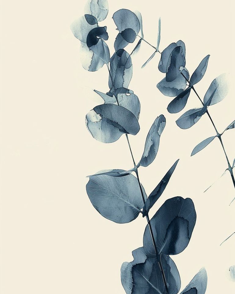 Blue eucalyptus on paper