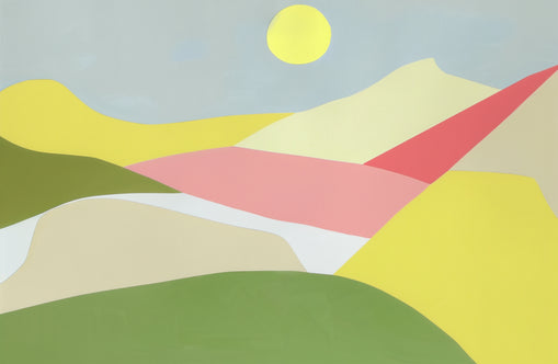 Yellow sun over red fields