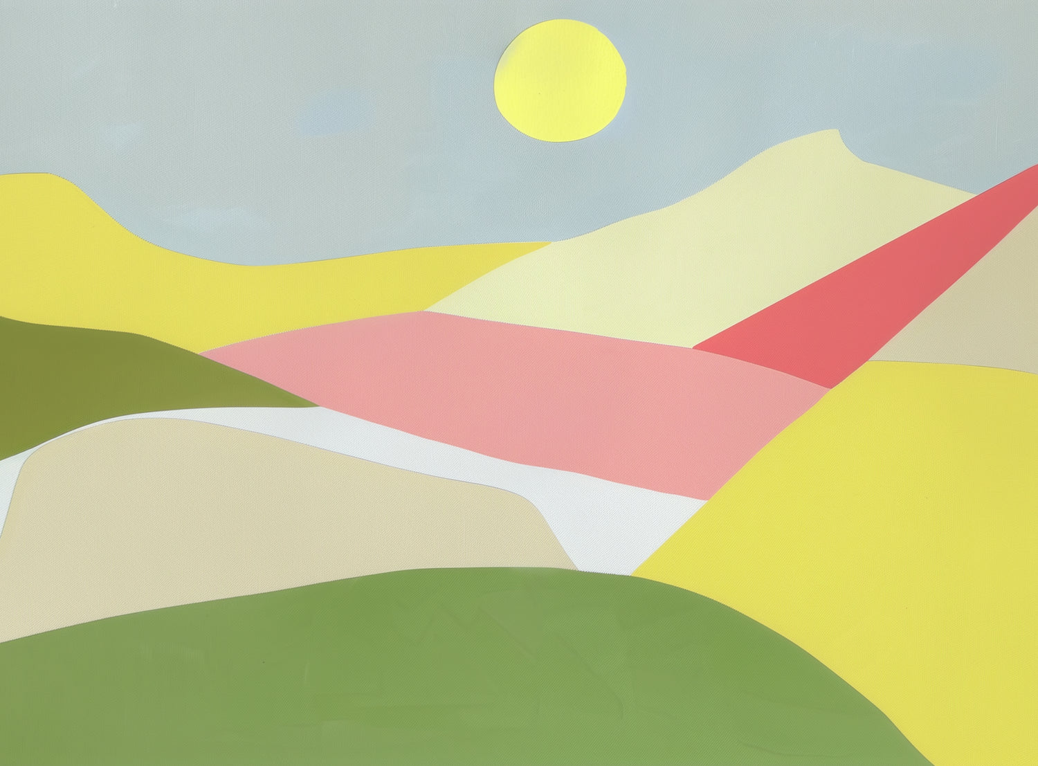 Yellow sun over red fields