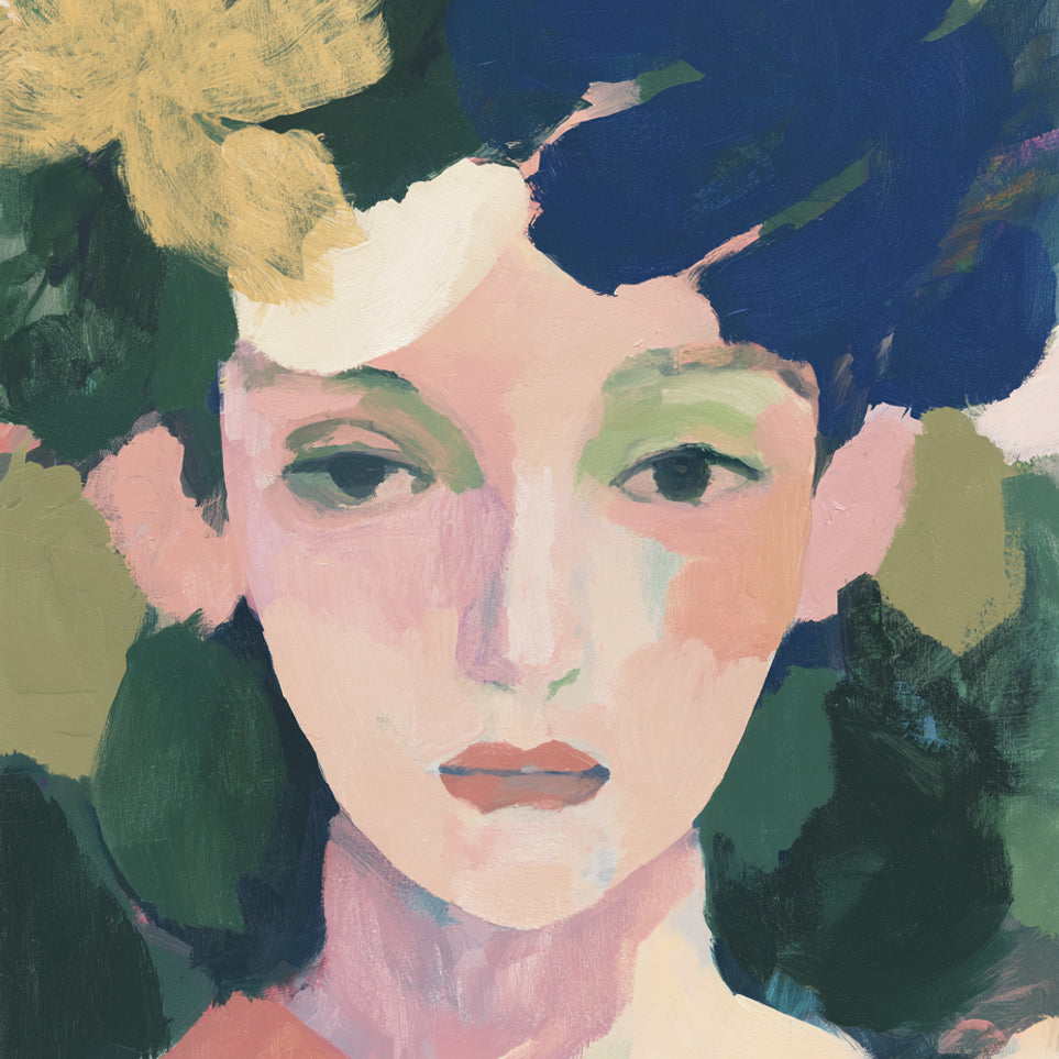 Portrait with pale flower