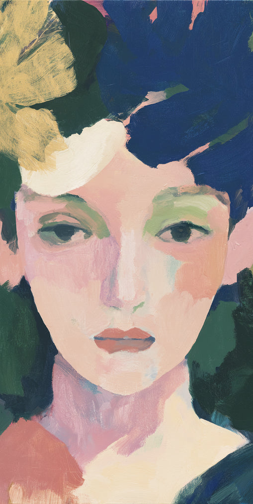 Portrait with pale flower