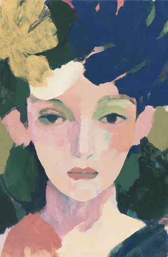 Portrait with pale flower