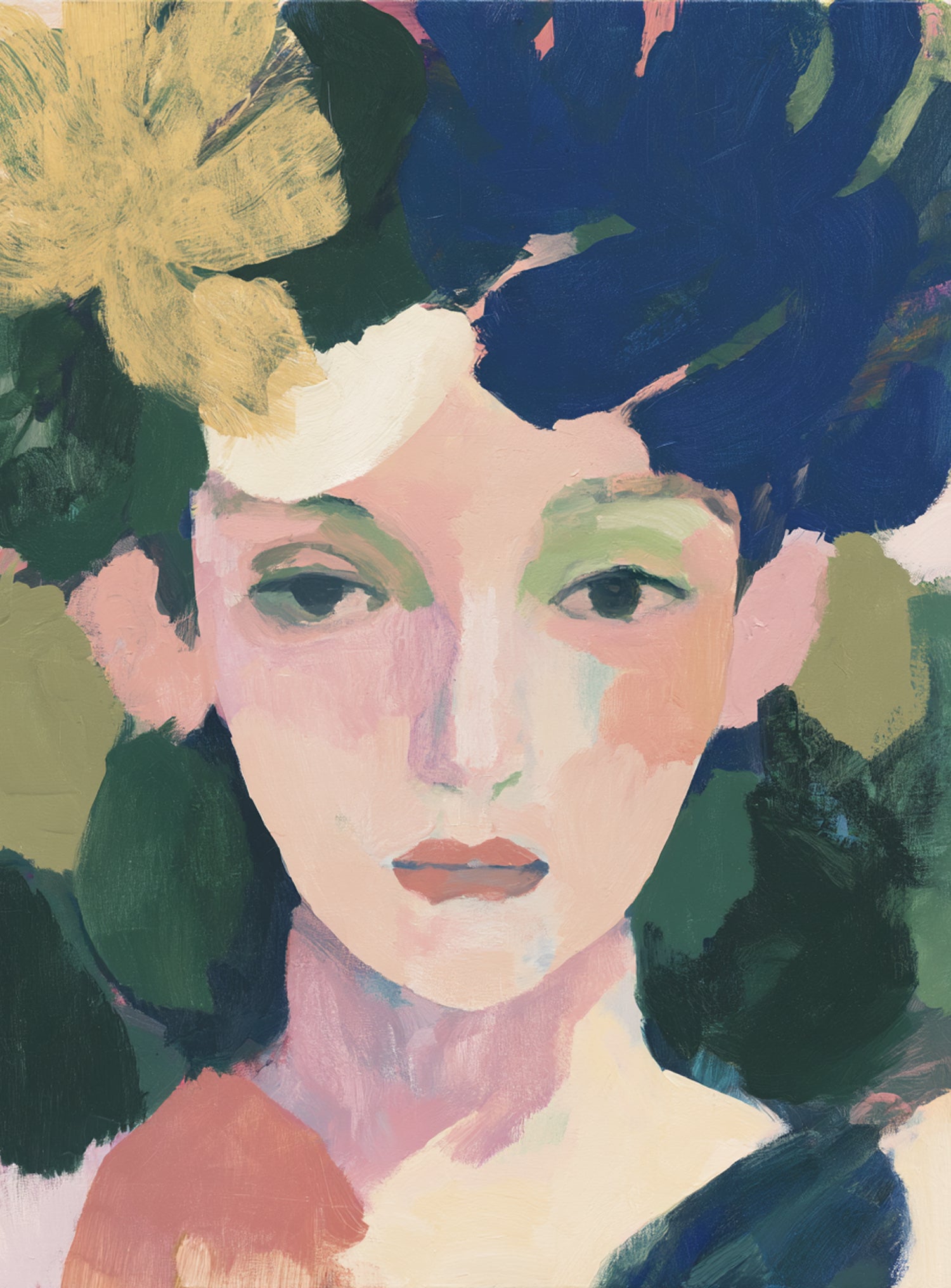 Portrait with pale flower