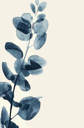 Blue leaves on pale air