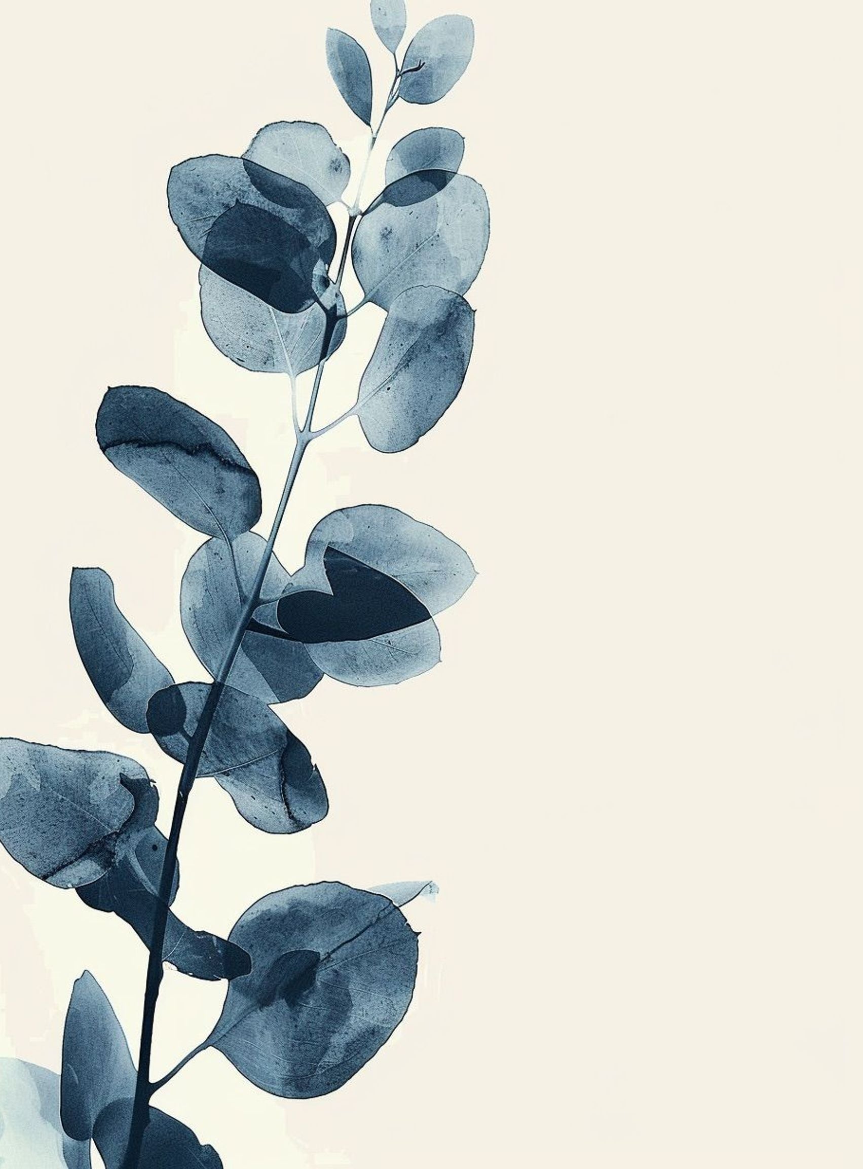 Blue leaves on pale air