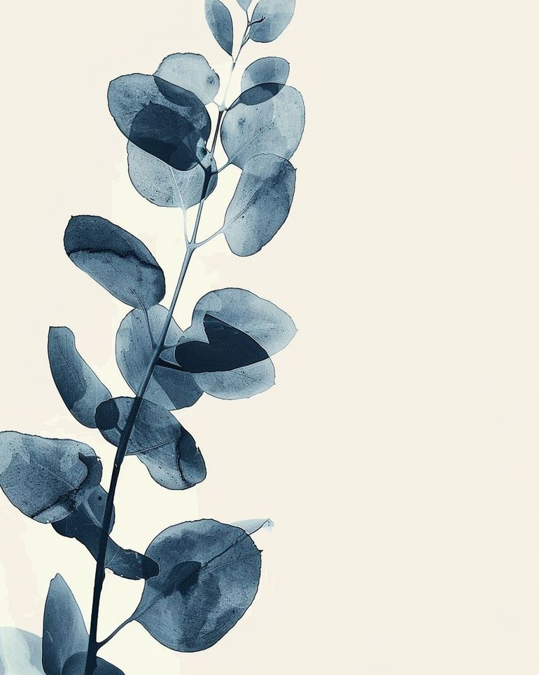 Blue leaves on pale air