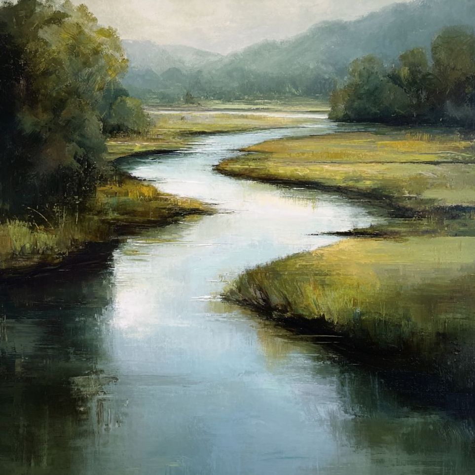 Pale sky in the river