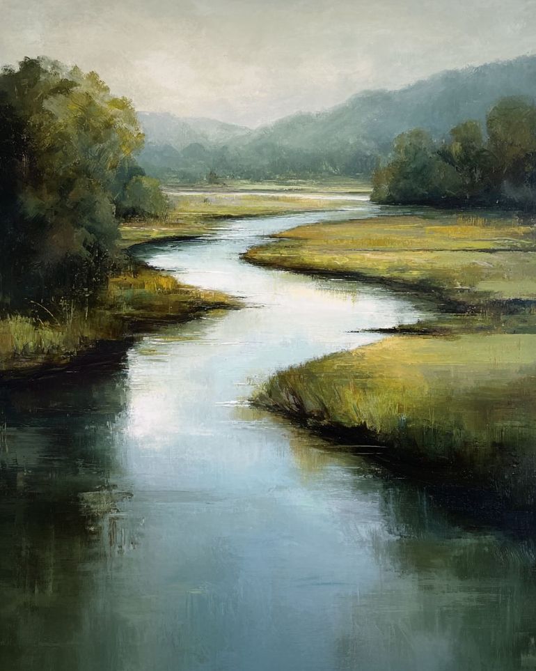 Pale sky in the river