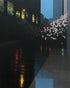Flowers beside the wet windows