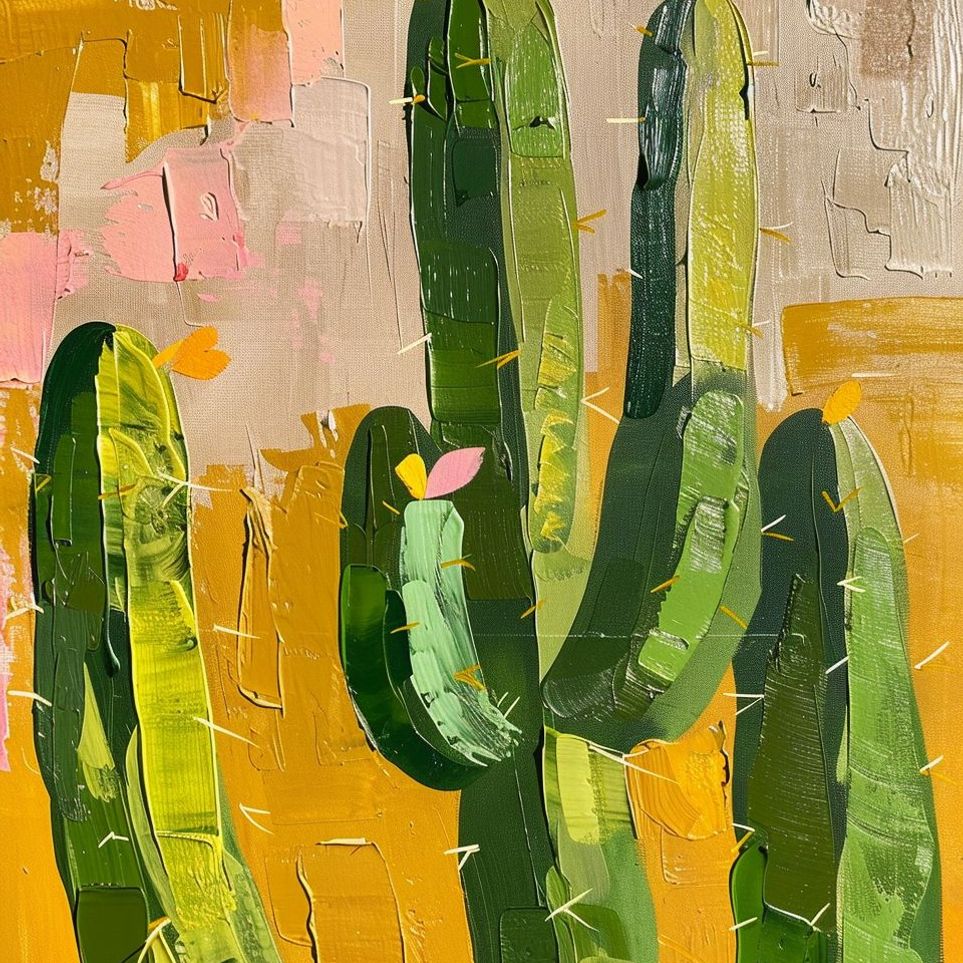 Cactus forms within ochre field