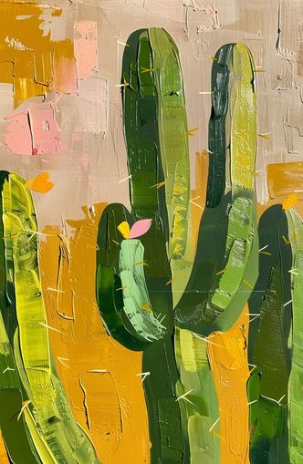 Cactus forms within ochre field