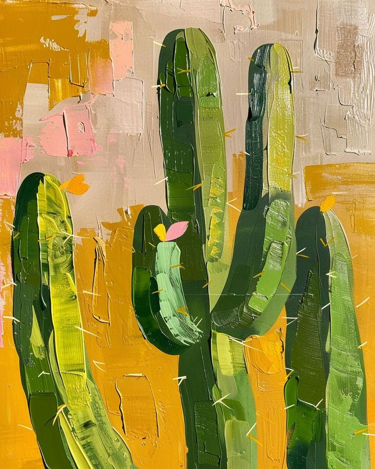 Cactus forms within ochre field