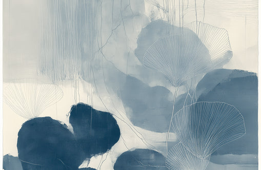 Fan leaves in blue wash