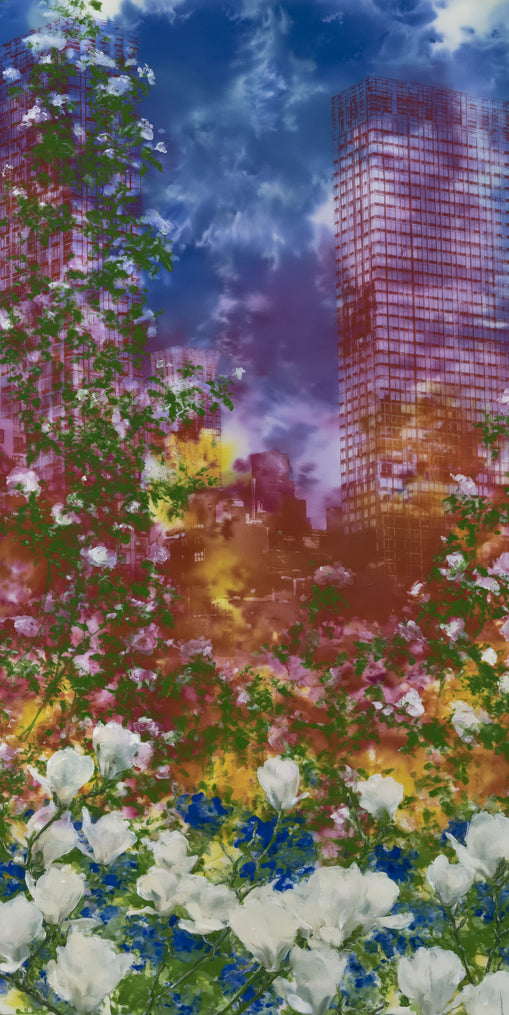 Flowers before storm towers