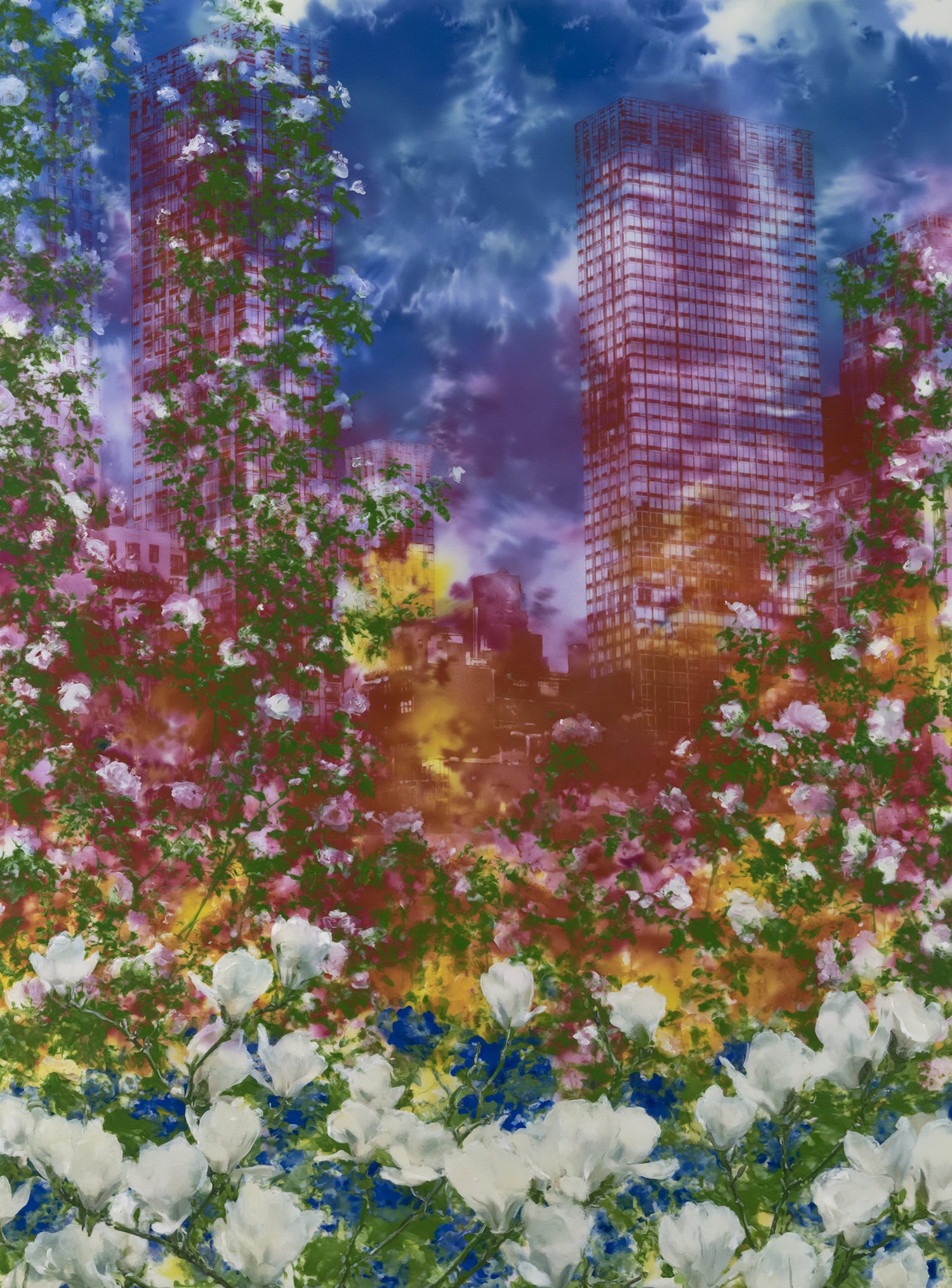 Flowers before storm towers