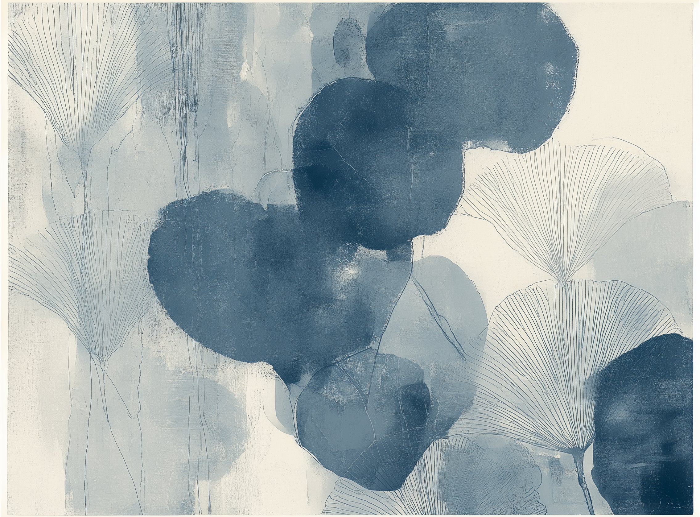 Dark leaves among pale fans