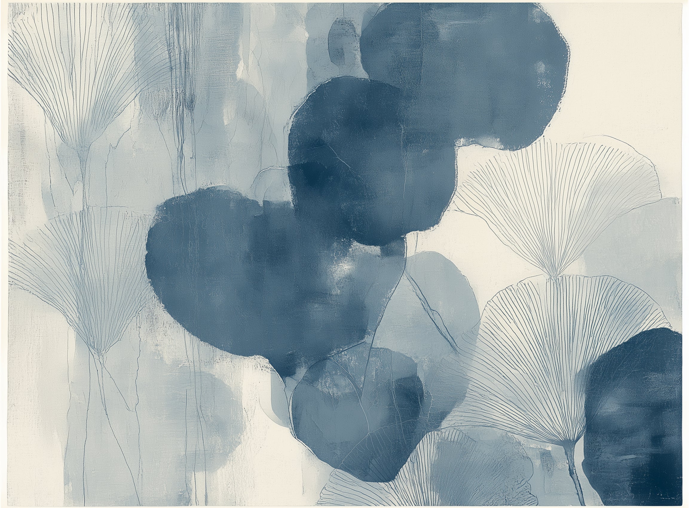 Dark leaves among pale fans