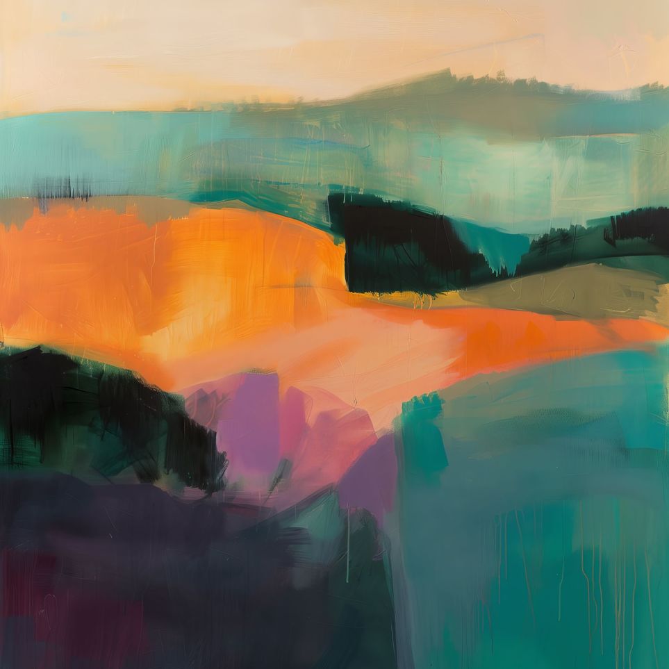 Teal Pressed Against Orange