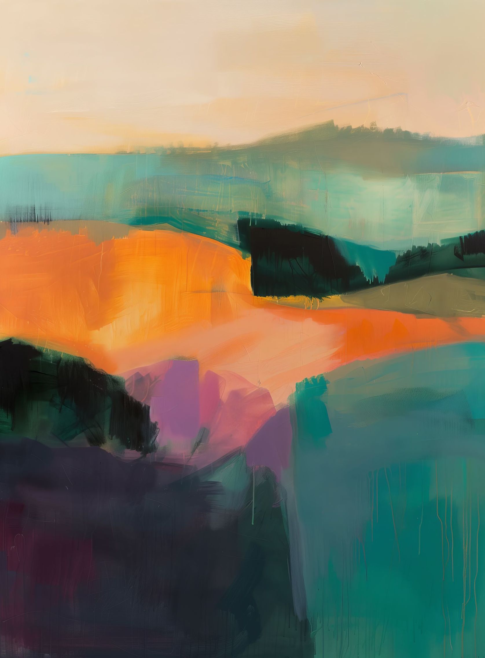 Teal Pressed Against Orange