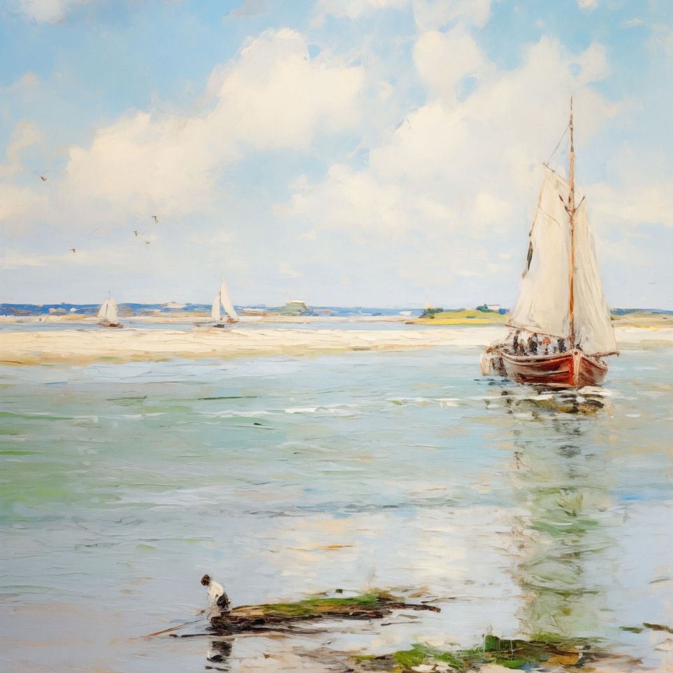 Sailboats at Peaceful Dawn