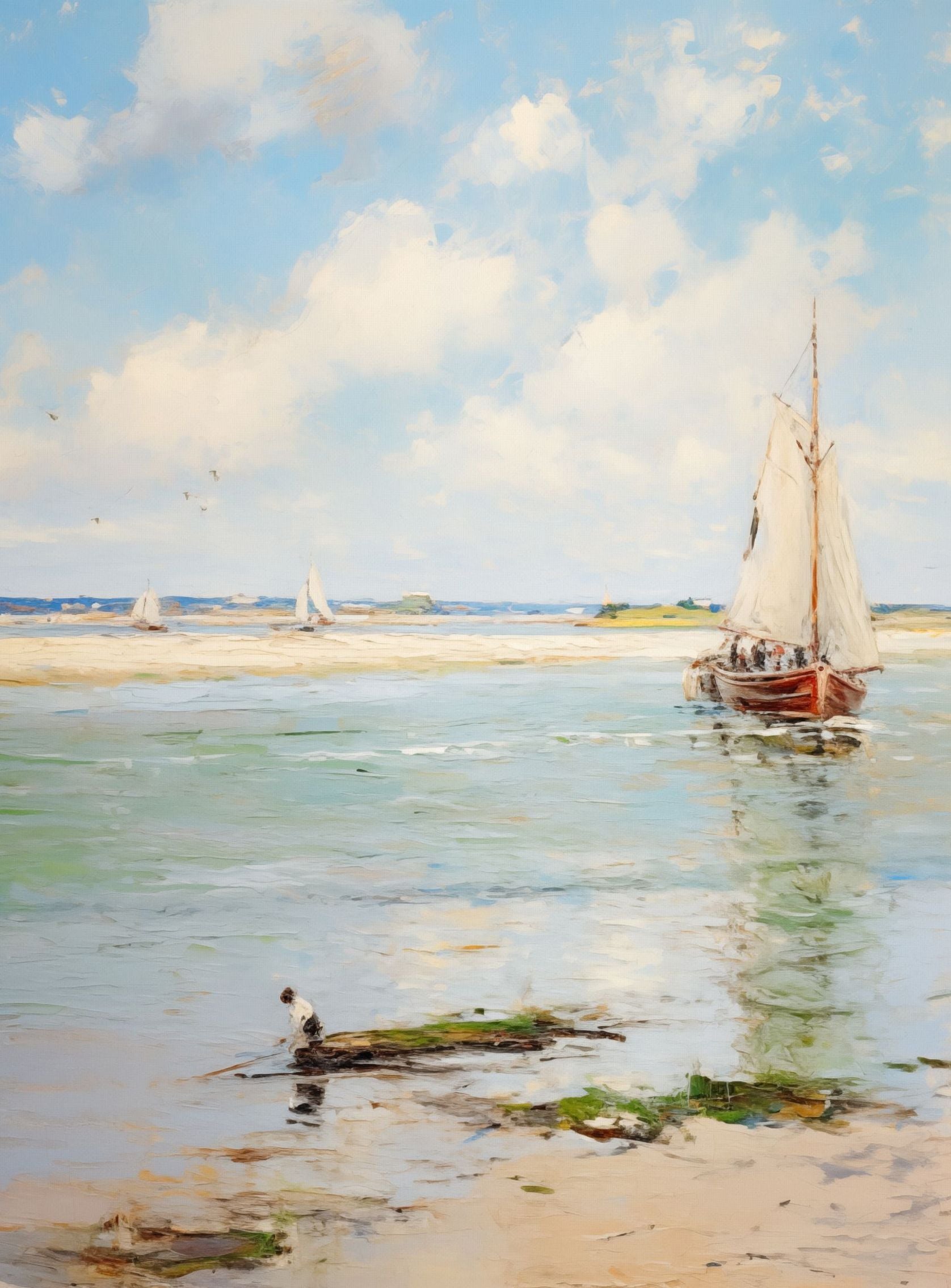 Sailboats at Peaceful Dawn