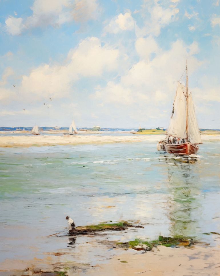 Sailboats at Peaceful Dawn