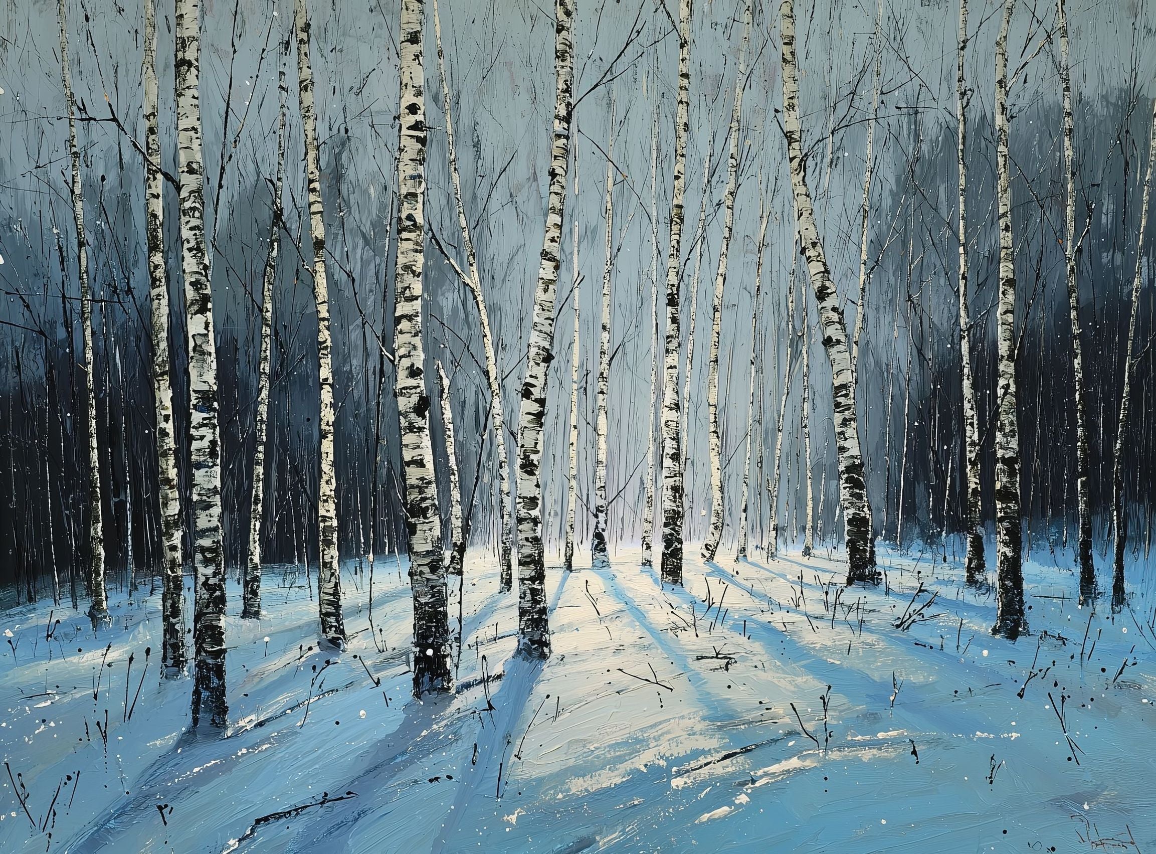 Birch Trees in Winter Light