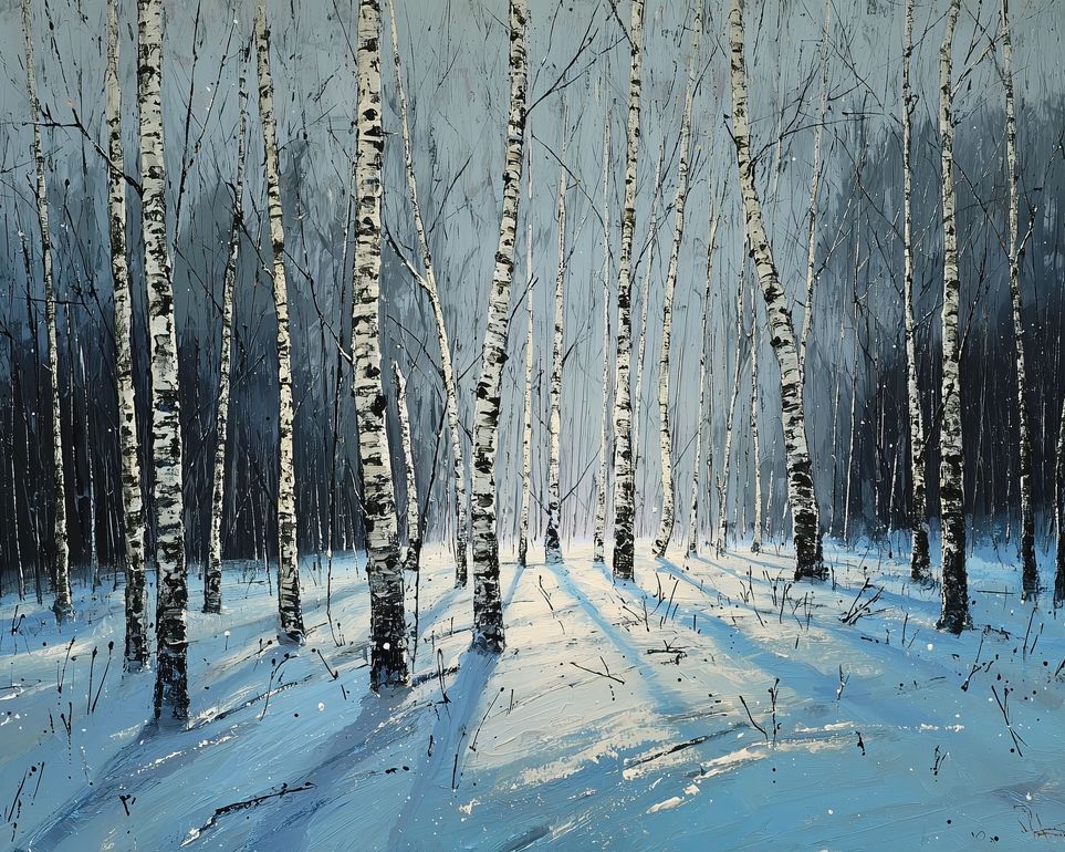 Birch Trees in Winter Light