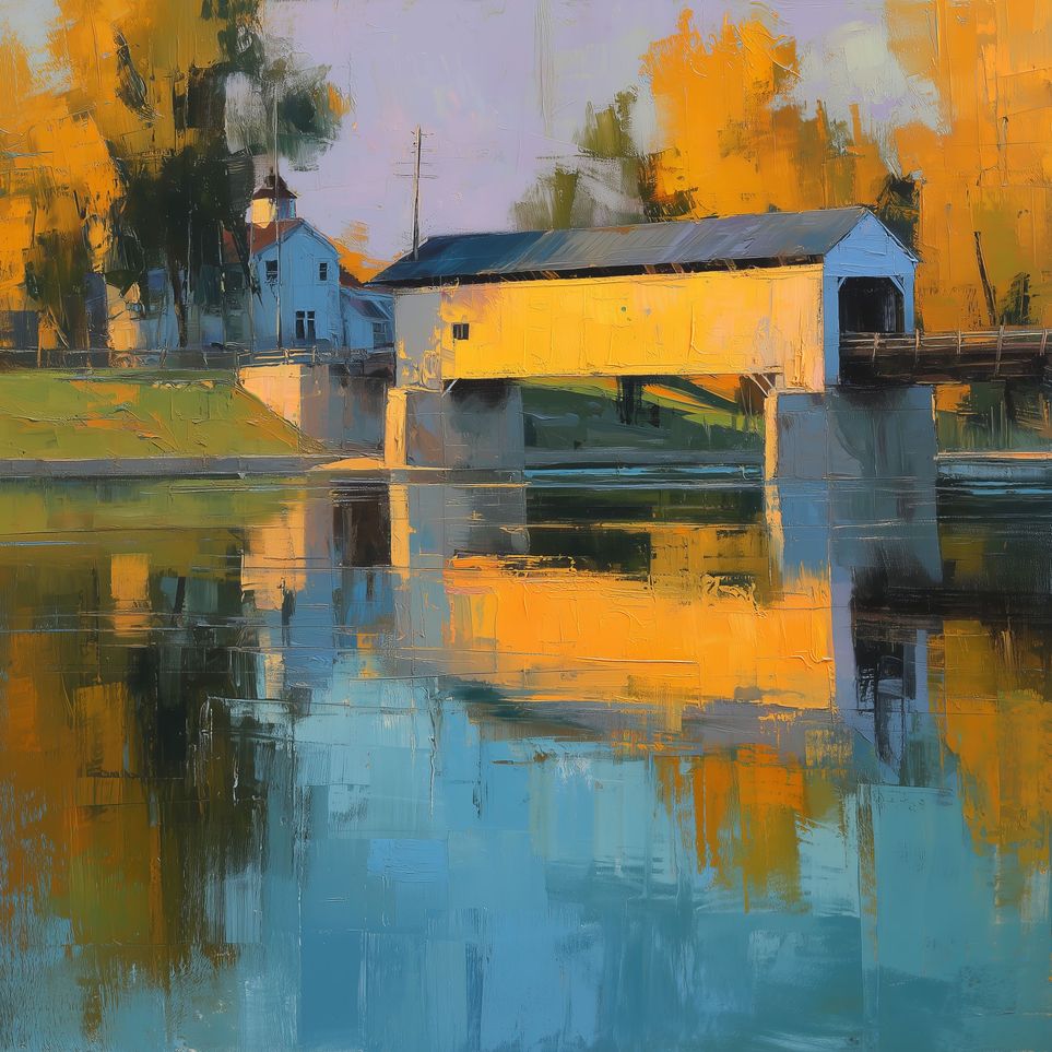 Covered Bridge In Fall