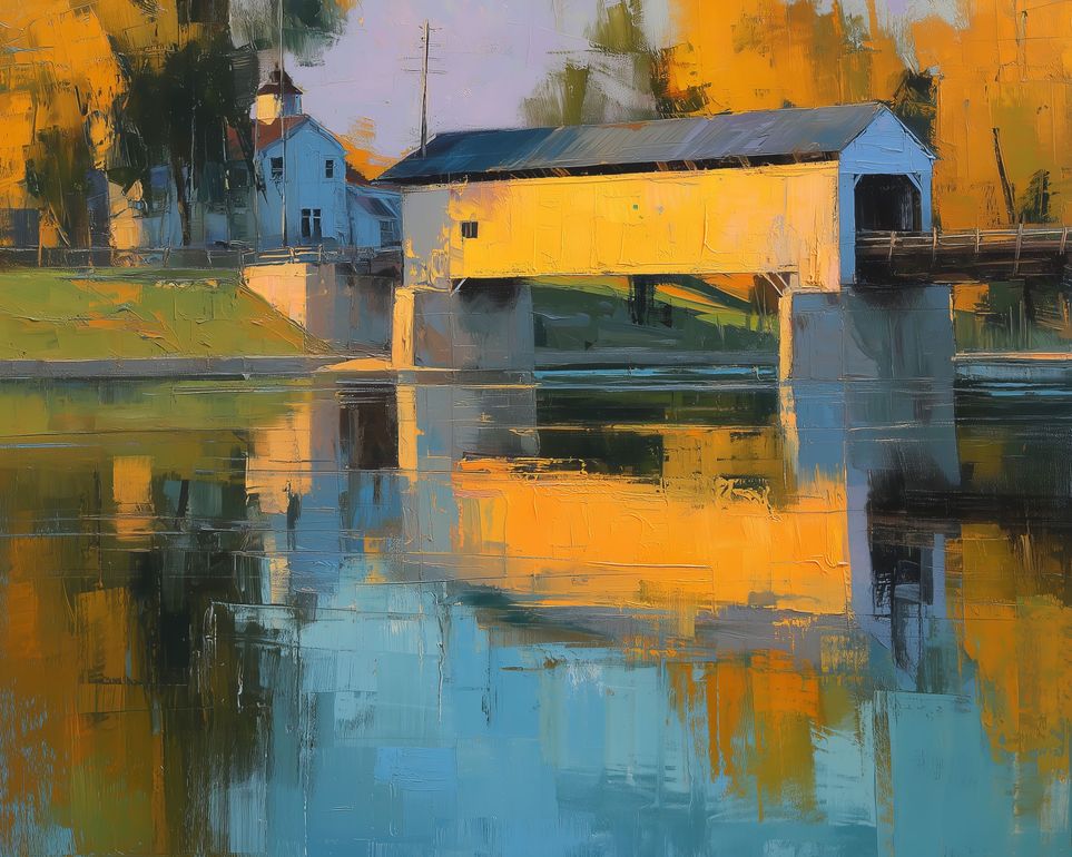 Covered Bridge In Fall