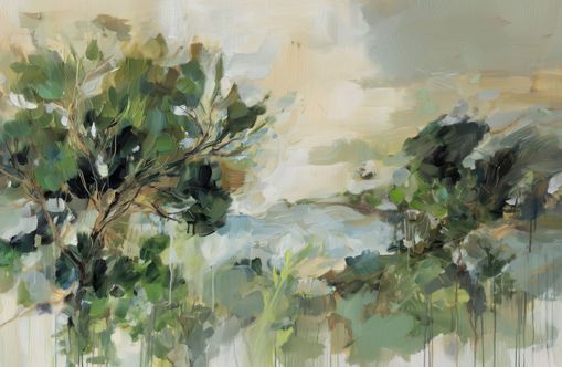 Hillside Trees in Loose Paint