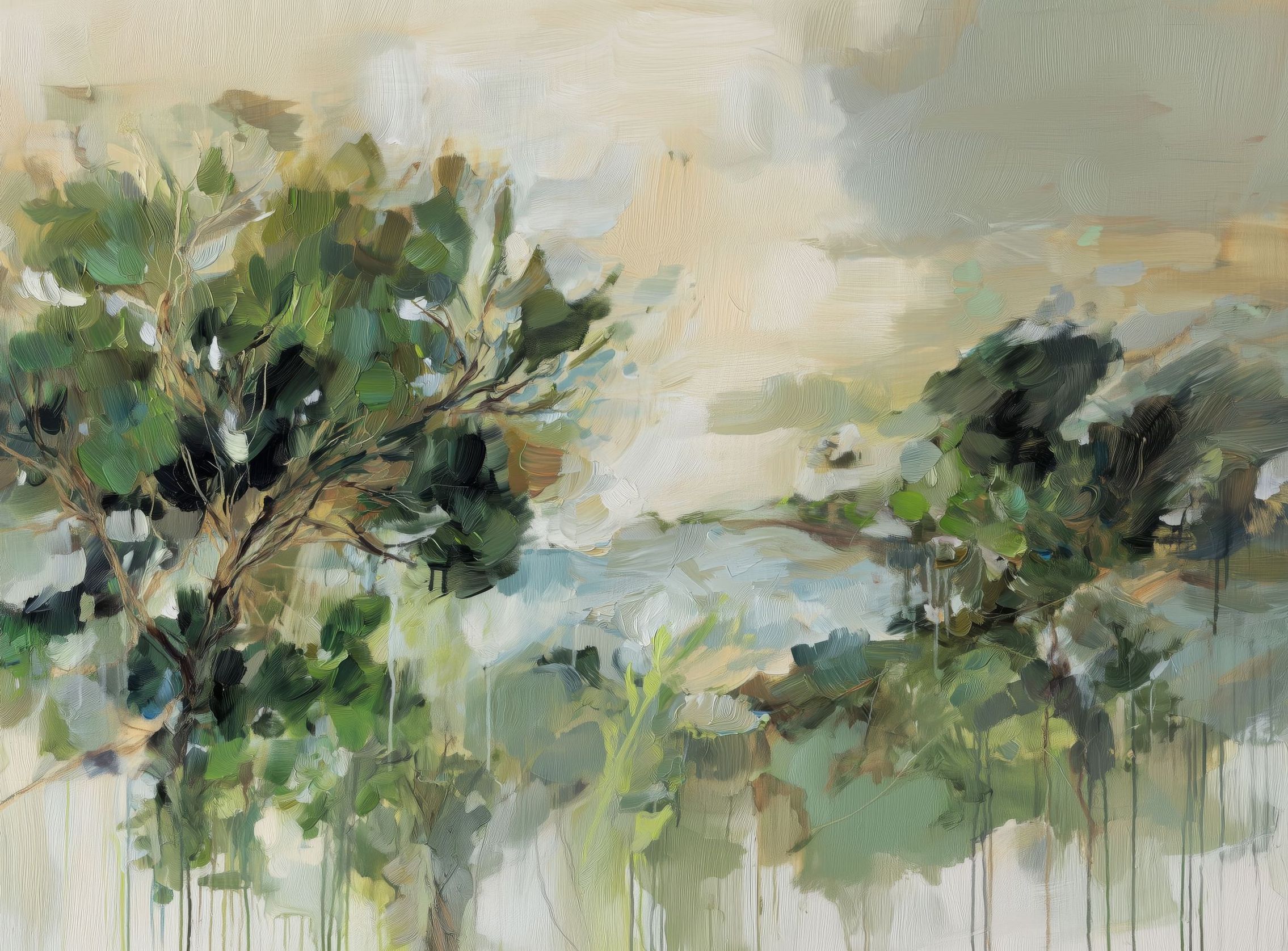 Hillside Trees in Loose Paint