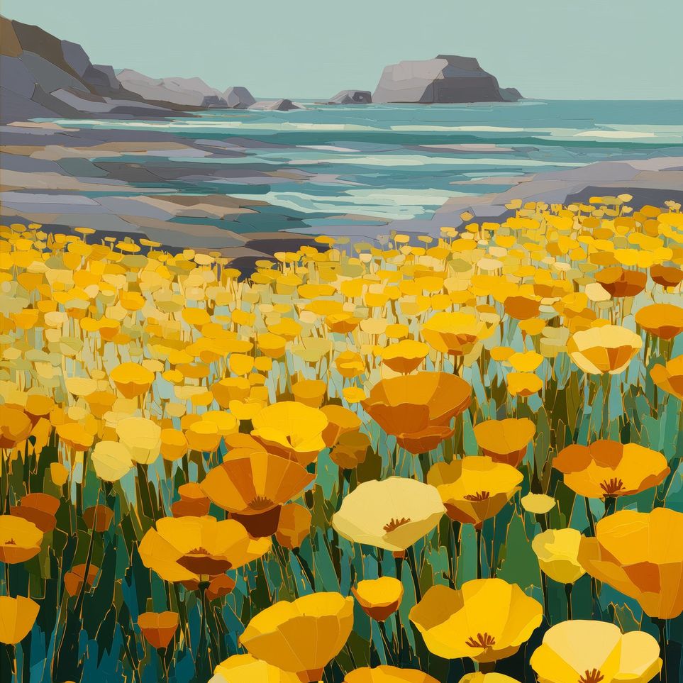 Poppy Field Facing the Pacific