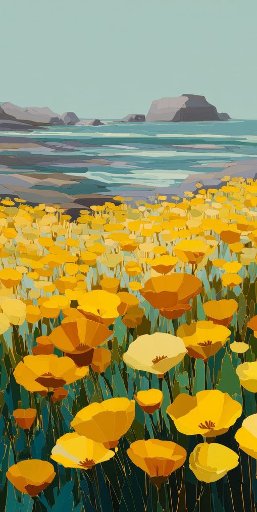 Poppy Field Facing the Pacific