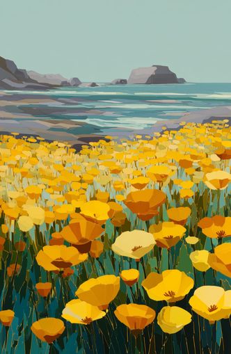 Poppy Field Facing the Pacific