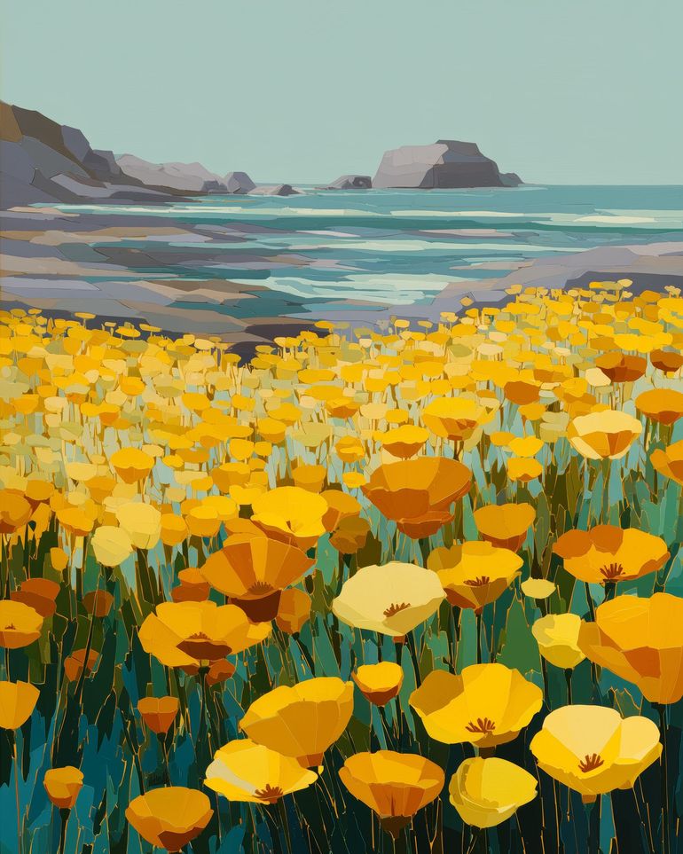 Poppy Field Facing the Pacific