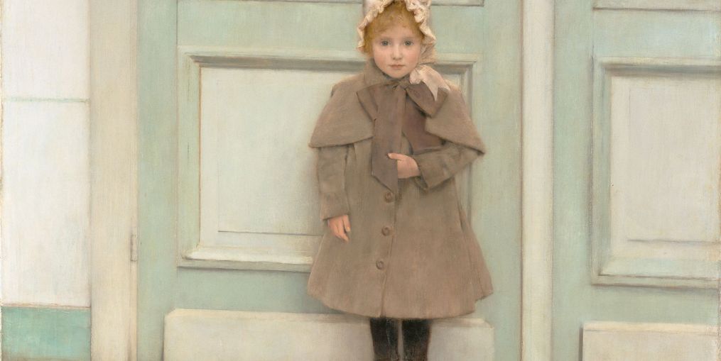 A child beneath pale doors