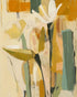 White flower in ochre blocks