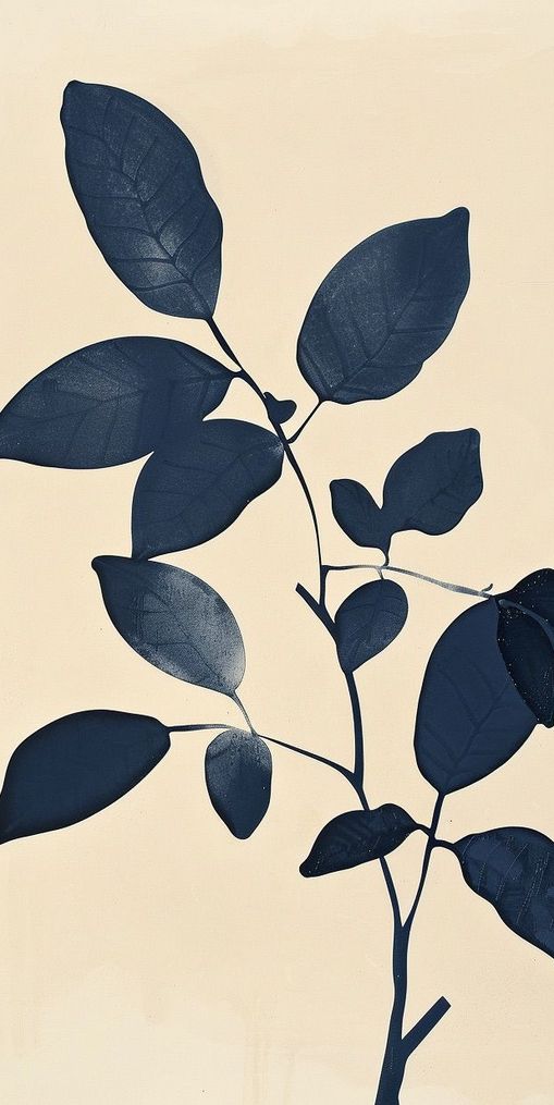 Indigo leaves on cream