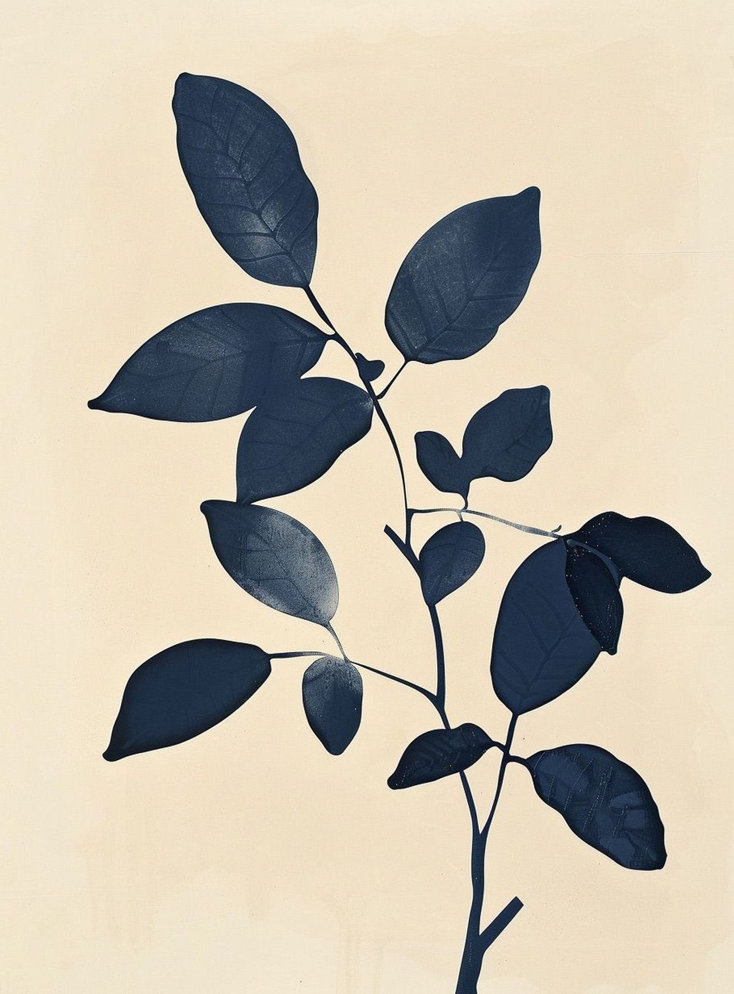 Indigo leaves on cream
