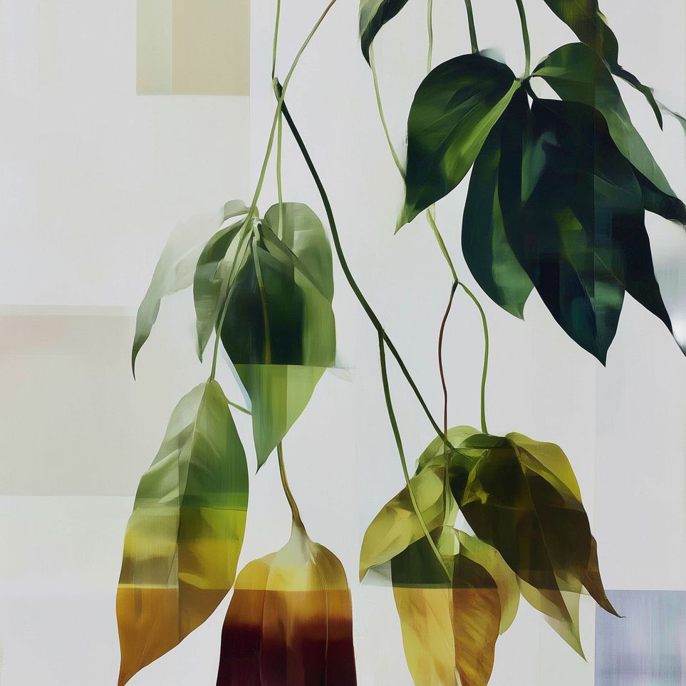 Green fading into amber leaves