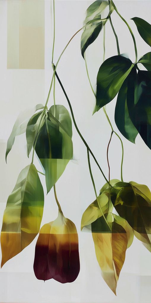 Green fading into amber leaves