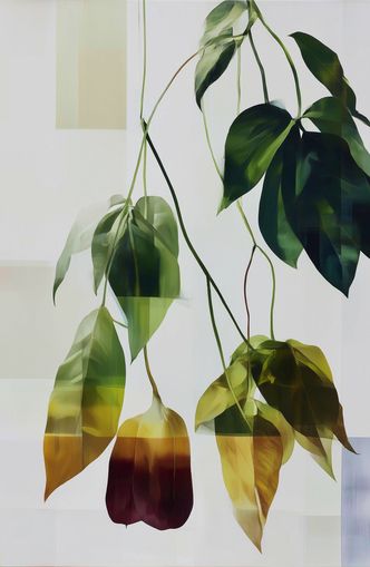 Green fading into amber leaves